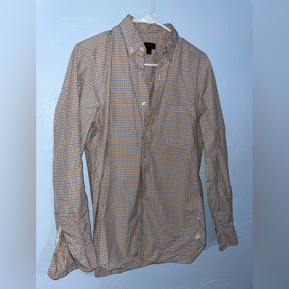 Men’s Medium J.Crew Orange/Blue Plaid Button Up Shirt